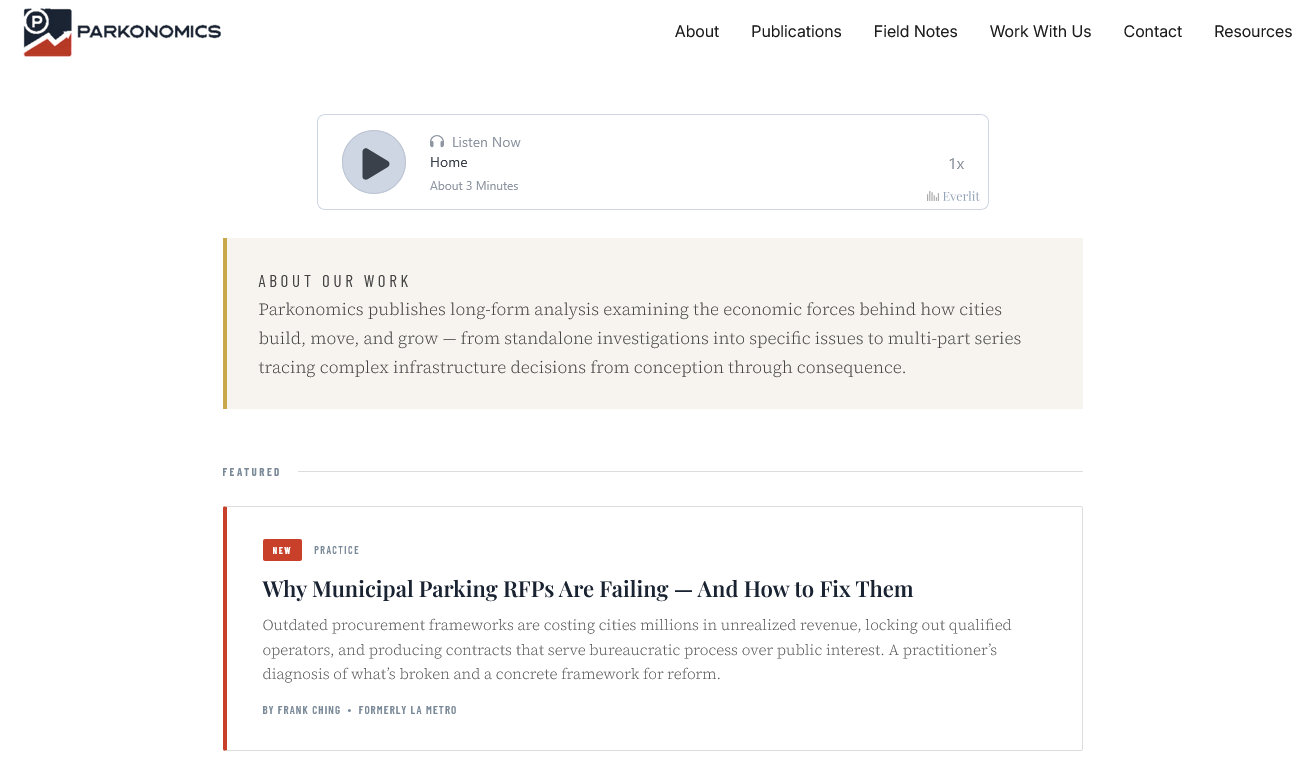 Introducing Parkonomics: Practitioner Research, Published by Gateway
